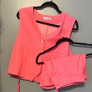 Kach Me Pink Vest and Skirt Set